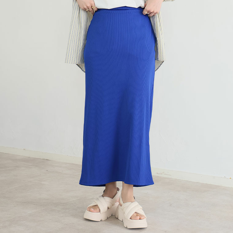 美!ストレッチ 細魅せ リブ タイトスカート1