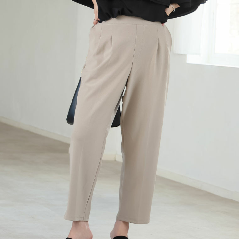 さらさら裏メッシュ 身長別に選べる2シルエット さらっと美脚 ゆるカーブパンツ テーパードパンツ1