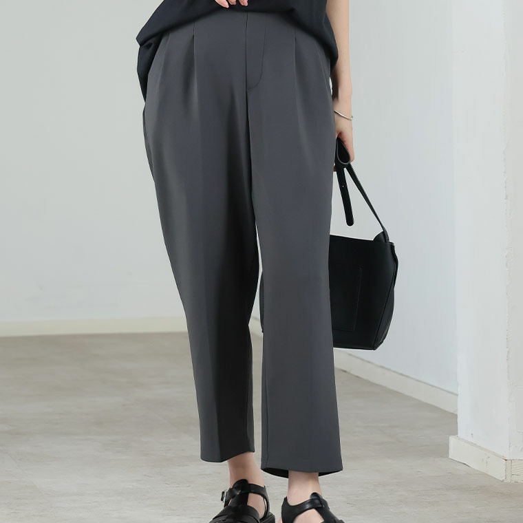 さらさら裏メッシュ 身長別に選べる2シルエット さらっと美脚 ゆるカーブパンツ テーパードパンツ1