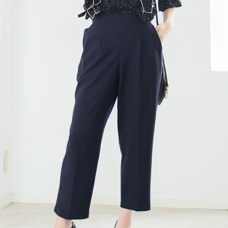 さらさら裏メッシュ 身長別に選べる2シルエット さらっと美脚 ゆるカーブパンツ テーパードパンツ1