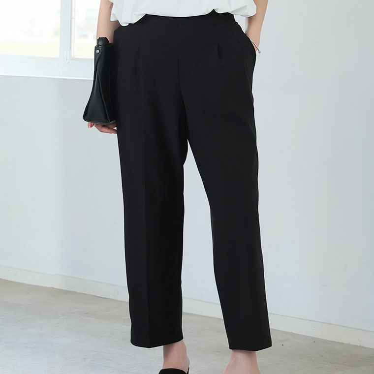 さらさら裏メッシュ 身長別に選べる2シルエット さらっと美脚 ゆるカーブパンツ テーパードパンツ1