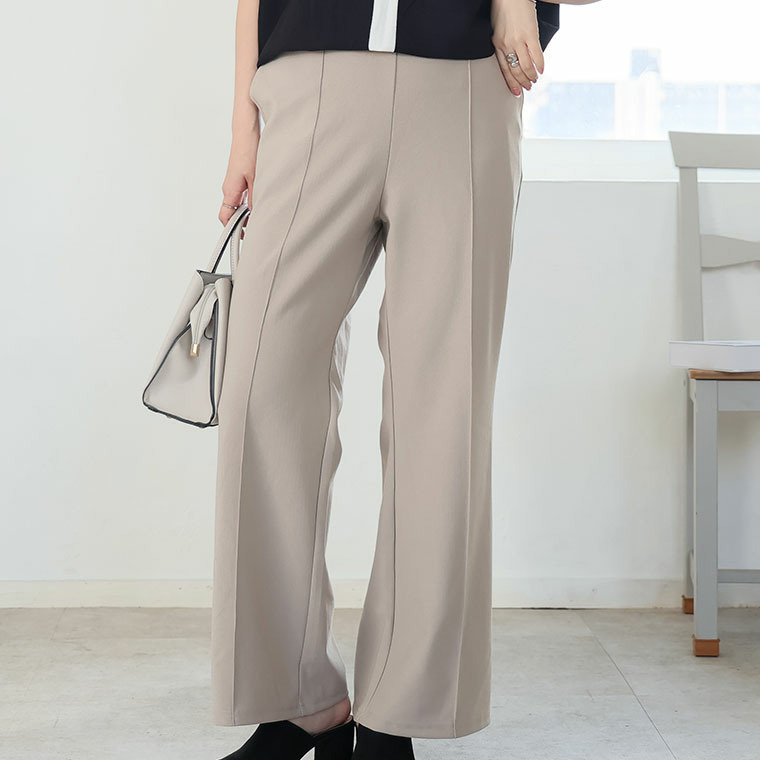 さらさら裏メッシュ 身長別に選べる2シルエット さらっと美脚 ゆるカーブパンツ テーパードパンツ1