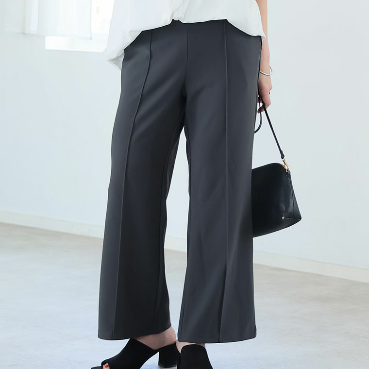 さらさら裏メッシュ 身長別に選べる2シルエット さらっと美脚 ゆるカーブパンツ テーパードパンツ1