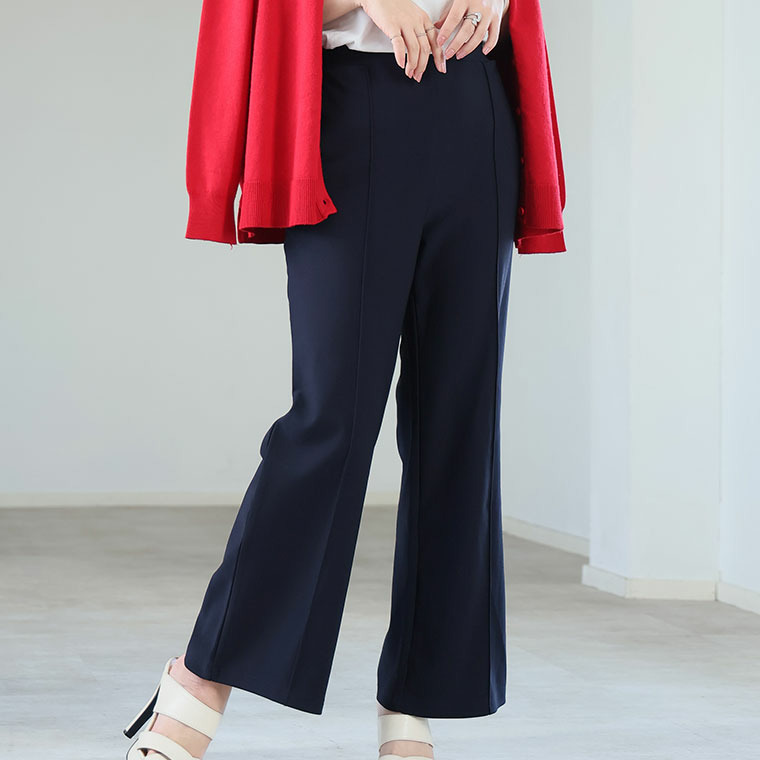 さらさら裏メッシュ 身長別に選べる2シルエット さらっと美脚 ゆるカーブパンツ テーパードパンツ1