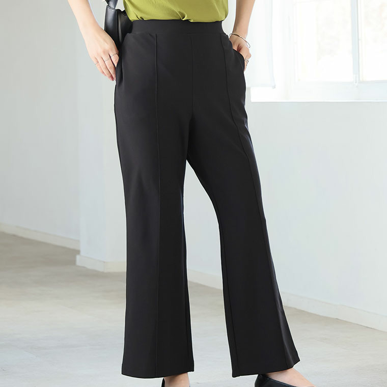 さらさら裏メッシュ 身長別に選べる2シルエット さらっと美脚 ゆるカーブパンツ テーパードパンツ1