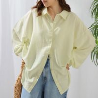 選べる素材 ゆったりシルエット 襟シャツ チェック シアー