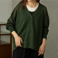 さらっと軽やか シャリ美 シアー イレヘム Vネック ゆるカーデ