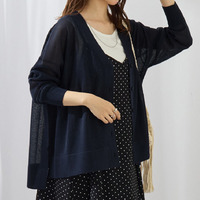 さらっと軽やか シャリ美 シアー イレヘム Vネック ゆるカーデ