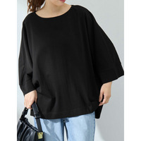 綿100％ ボートネック 華奢魅せ ドルマン プルオーバー