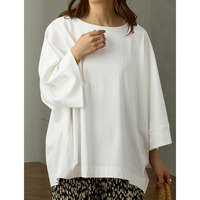 綿100％ ボートネック 華奢魅せ ドルマン プルオーバー