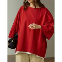 綿100％ ボートネック 華奢魅せ ドルマン プルオーバー