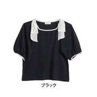 ケーブル柄 肩リボン トップス