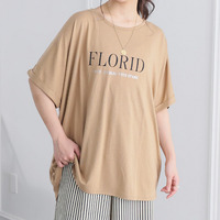 さらりとひんやりなめらか 選べるプリント セミシルケット天竺 ドルマンシルエット Tシャツ
