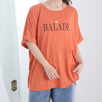 さらりとひんやりなめらか 選べるプリント セミシルケット天竺 ドルマンシルエット Tシャツ