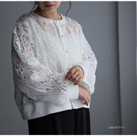 涼しげに華やぐ コードシアー 刺繍 カーデ ストレッチ入り