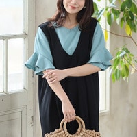 【ハッピーさらりん】 上品 袖フレア 夏のTブラウス