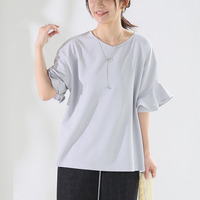 【ハッピーさらりん】 上品 袖フレア 夏のTブラウス