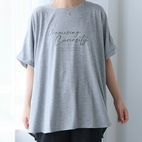 さらりとひんやりなめらか 選べるプリント セミシルケット天竺 ドルマンシルエット Tシャツ