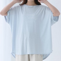 さらりとひんやりなめらか 選べるプリント セミシルケット天竺 ドルマンシルエット Tシャツ