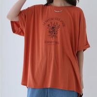 さらりとひんやりなめらか 選べるプリント セミシルケット天竺 ドルマンシルエット Tシャツ