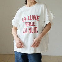 袖フリル フレンチスリーブ 綿100 Tシャツ