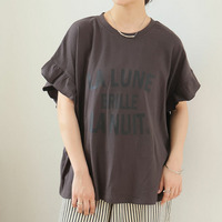 袖フリル フレンチスリーブ 綿100 Tシャツ