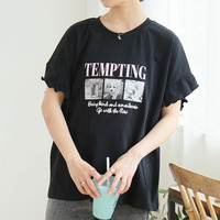 袖フリル フレンチスリーブ 綿100 Tシャツ