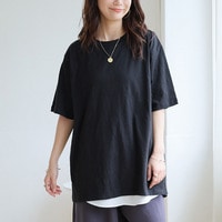 涼しくさらっと！ 綿100％ 二の腕カバー 裾スリット スラブ ゆったりカットソー