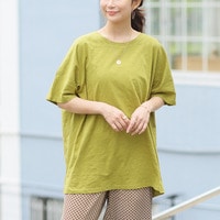 【接触冷感 お腹カバー 二の腕カバー】涼しくさらっと! 綿100% 体型カバーもお洒落も叶える 風合いコットン ゆるシルエット ドルマン