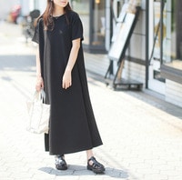 「軽・薄・美 イージーに着られる」 エンボス 半袖 マキシワンピース