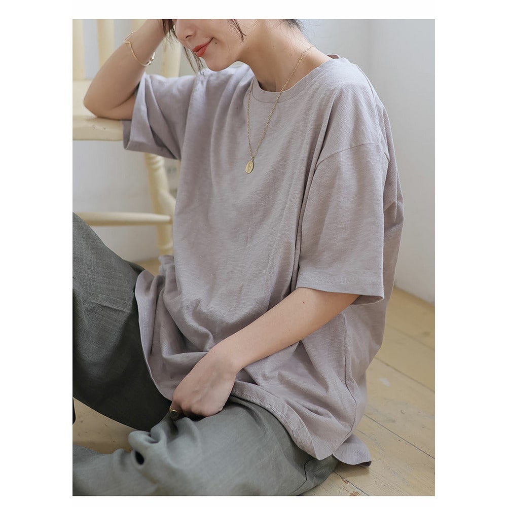 涼しくさらっと! 綿100% 裾ラウンド Tシャツ8