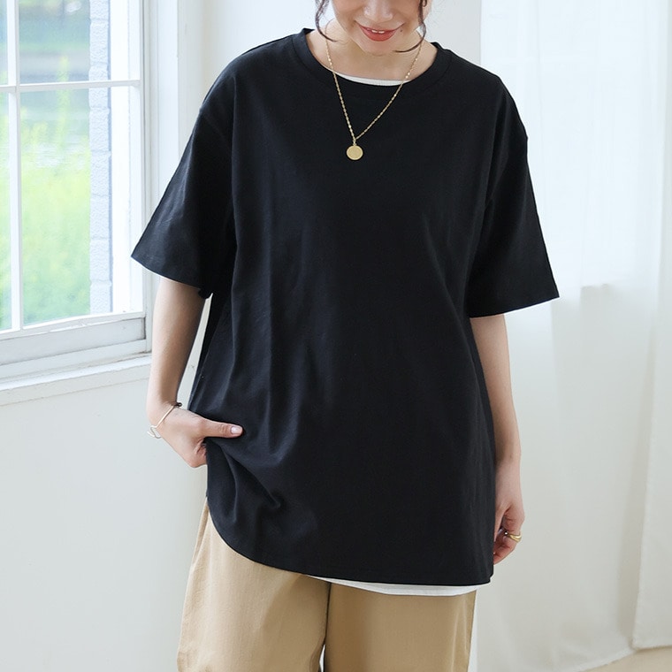 涼しくさらっと! 綿100% 裾ラウンド Tシャツ1