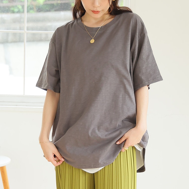 涼しくさらっと! 綿100% 裾ラウンド Tシャツ1