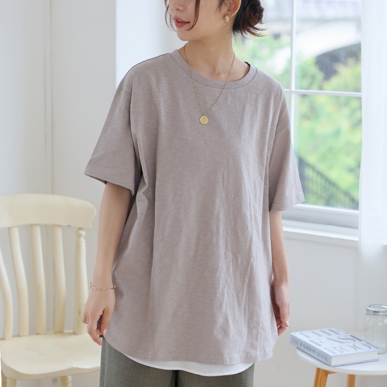 涼しくさらっと! 綿100% 裾ラウンド Tシャツ1