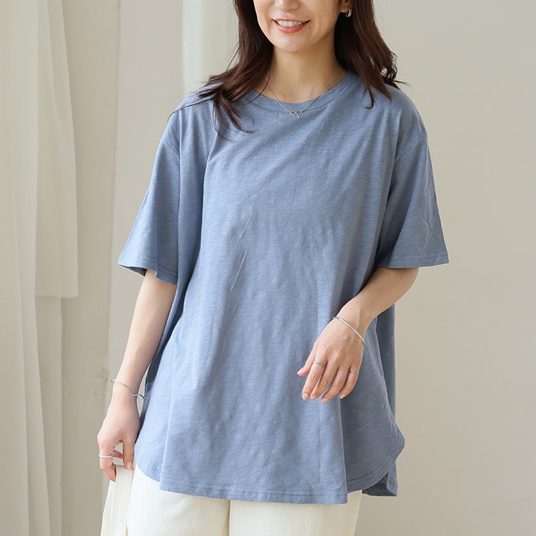 涼しくさらっと! 綿100% 裾ラウンド Tシャツ1