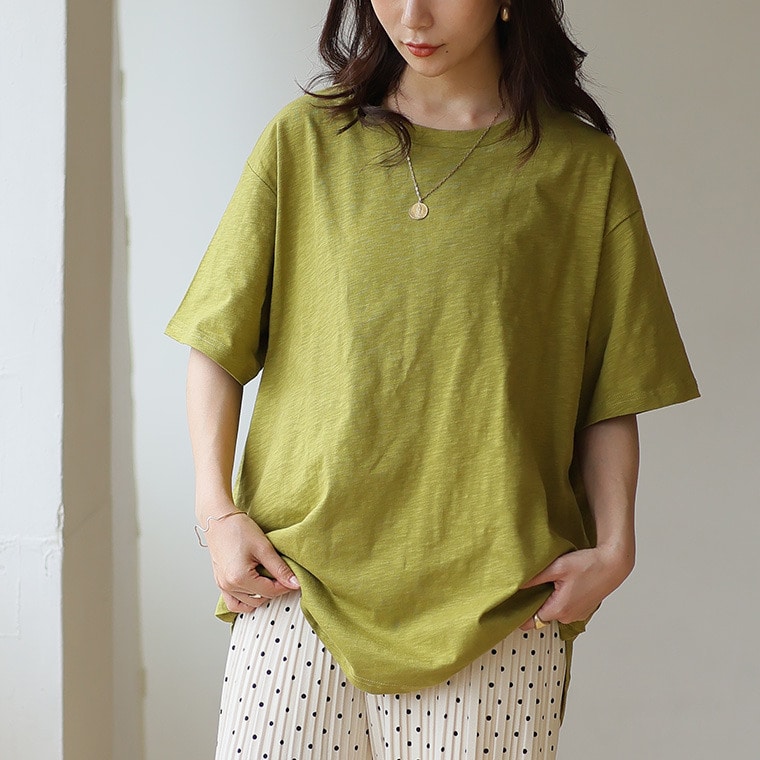 涼しくさらっと! 綿100% 裾ラウンド Tシャツ1