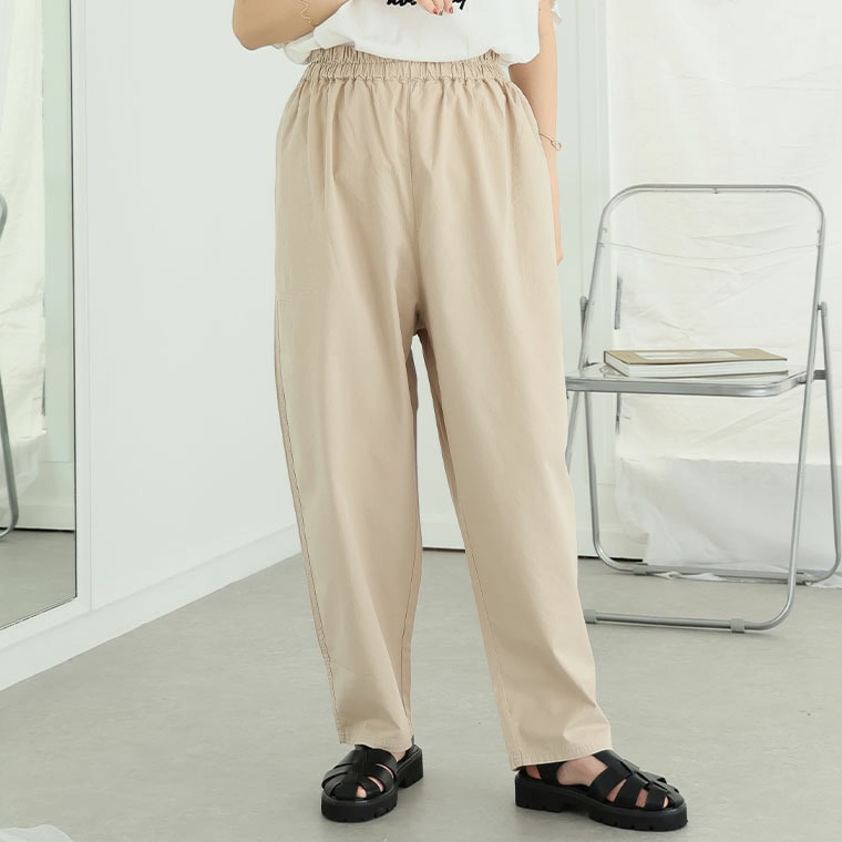 サラ綿パンツ ワンピのお供に穿くパンツ 綿100% テーパードパンツ1