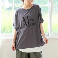 さらりとひんやりなめらか 選べるプリント セミシルケット天竺 ドルマンシルエット Tシャツ