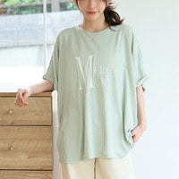 さらりとひんやりなめらか 選べるプリント セミシルケット天竺 ドルマンシルエット Tシャツ