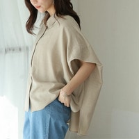 麻調 後ろタック入り ブラウス
