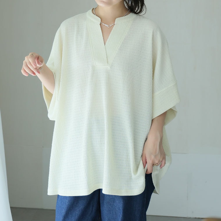 体型拾わず 華奢魅せ 楊柳 ブラウス1