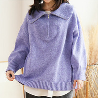 小顔が得意な メランジ ハーフジップ ニット