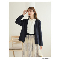 伸び楽 Vネック ストレッチ ノーカラー ジャケット