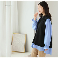 シャツレイヤード風 ケーブル ふくれ プルオーバー