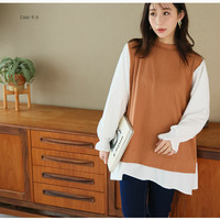 シャツレイヤード風 ケーブル ふくれ プルオーバー