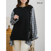 サイドリボン 布帛使い キャンディスリーブ プルオーバー