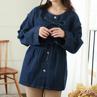 フロントリボン ペプラム デニム ジャケット