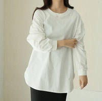 綿100％ 裾魅せ ラウンドヘム Tシャツ _ カットソー ロンT 裾見せ 体型カバー 綿 コットン 大きいサイズ