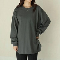 綿100％ 裾魅せ ラウンドヘム Tシャツ _ カットソー ロンT 裾見せ 体型カバー 綿 コットン 大きいサイズ