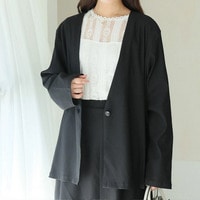 【超伸びシリーズ】 ぐんぐん伸びる ノーカラー ストレッチジャケット 大きいサイズ